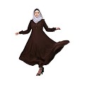 Umbrella abaya with frills- Coffee Brown